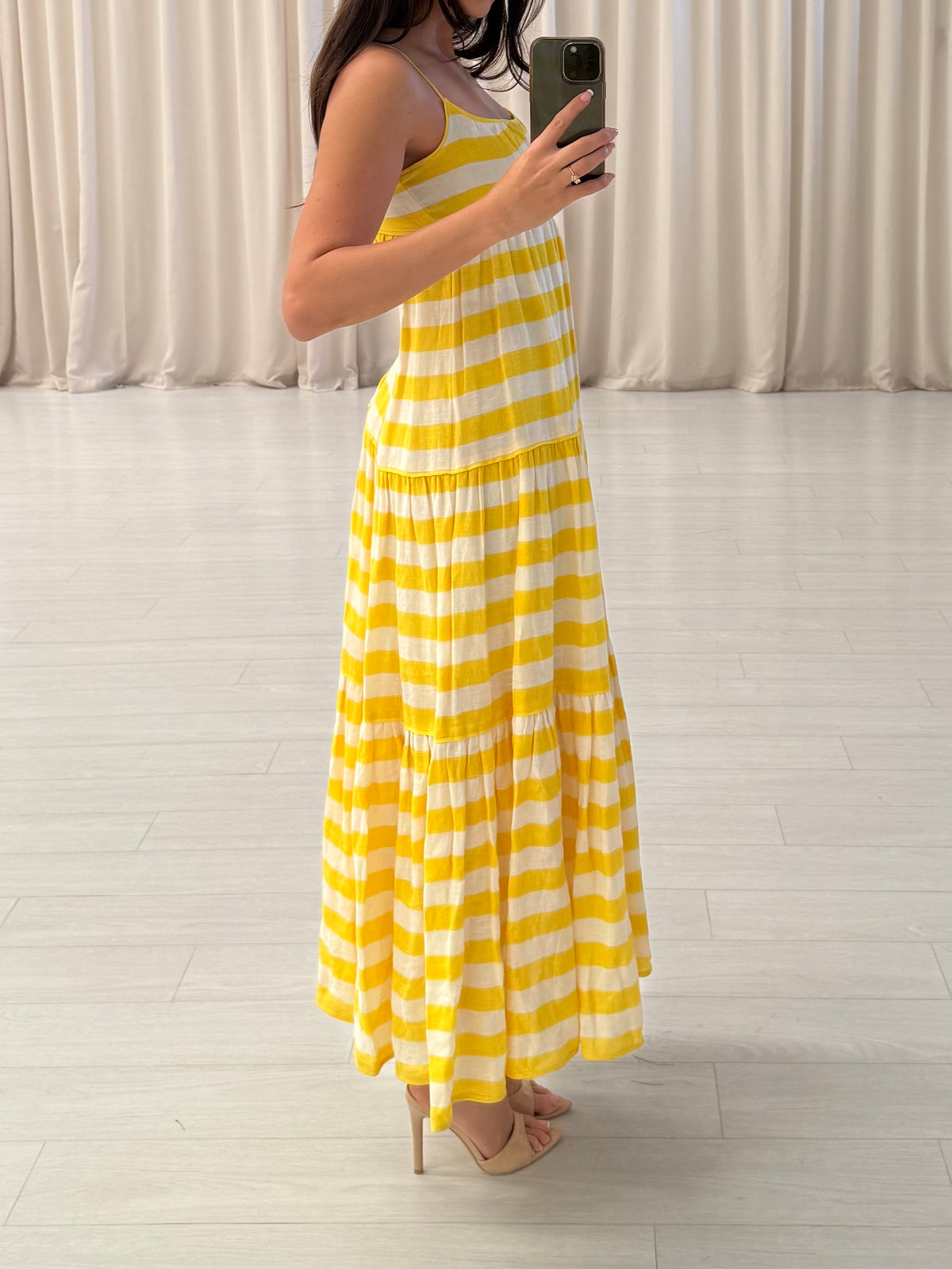 Striped Linen Midi Dress