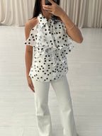 Carla Zampatti - Spot Jacquard Ruffle Blouse
