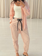 Belted Windbreaker Pants and Jacket Set