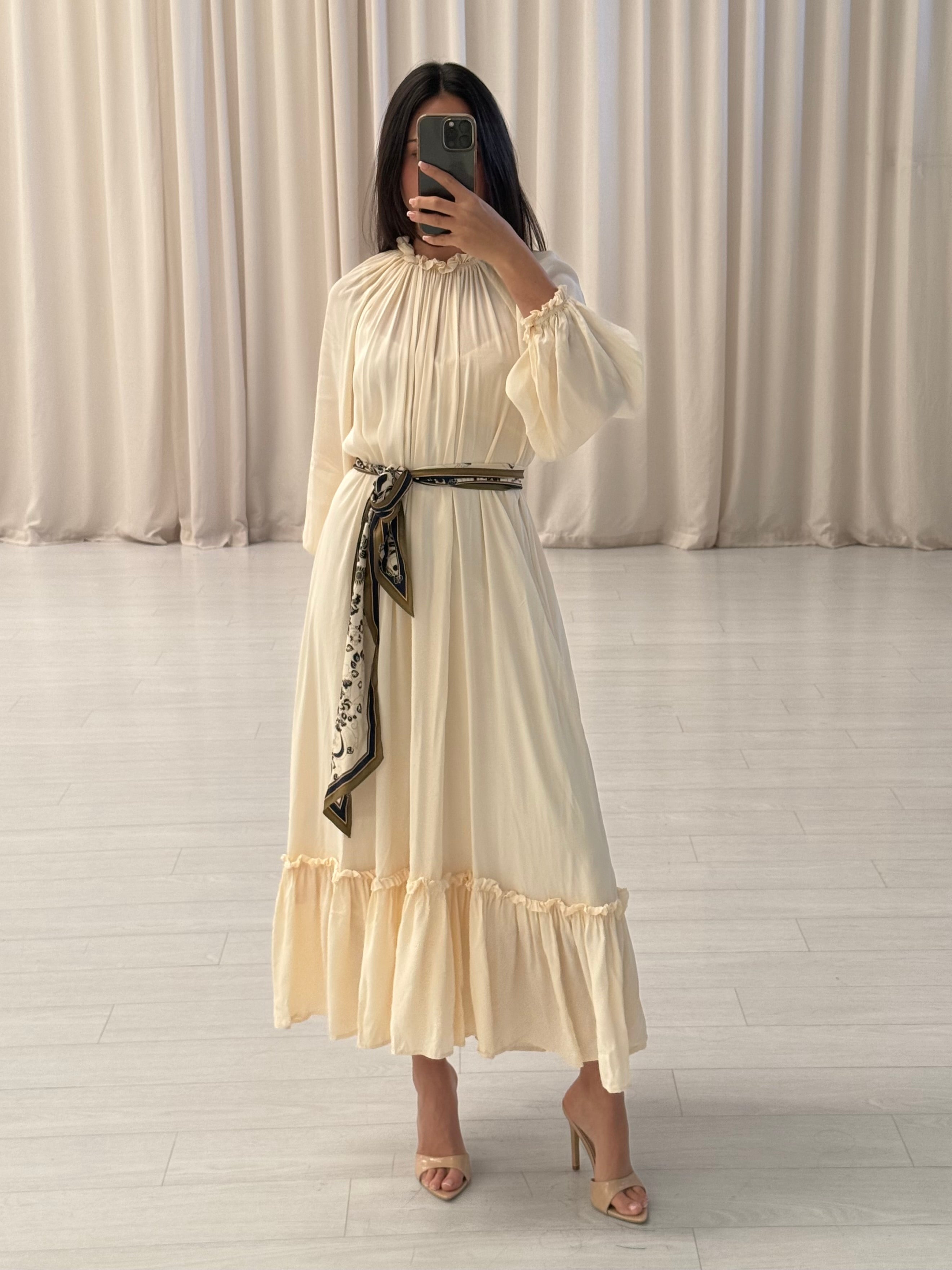 Mock Neck Tiered Maxi Dress