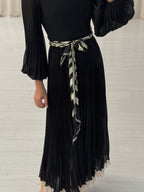 Crepe Pleated Maxi Dress