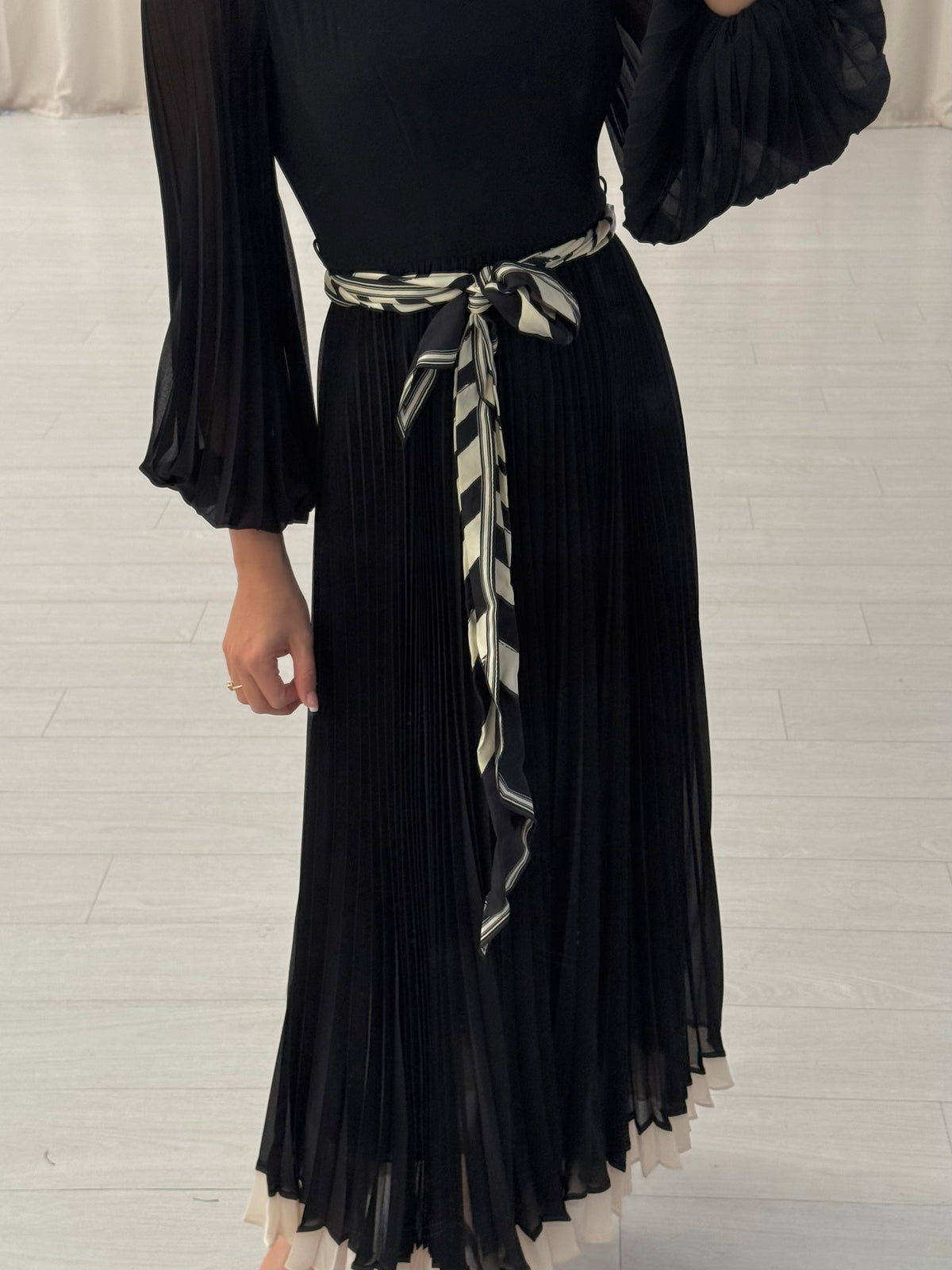 Crepe Pleated Maxi Dress