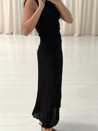 Pleated Rib Maxi Skirt
