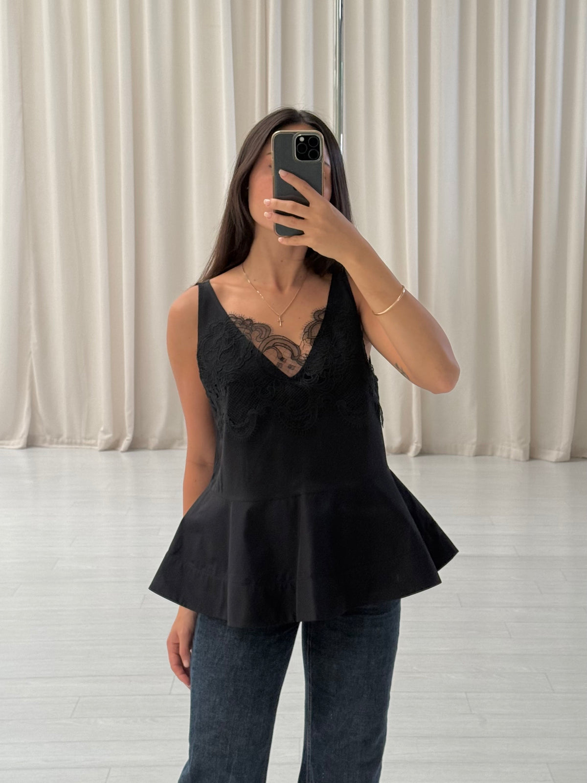 Chiffon Peplum Lace Tank