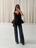 Chiffon Peplum Lace Tank