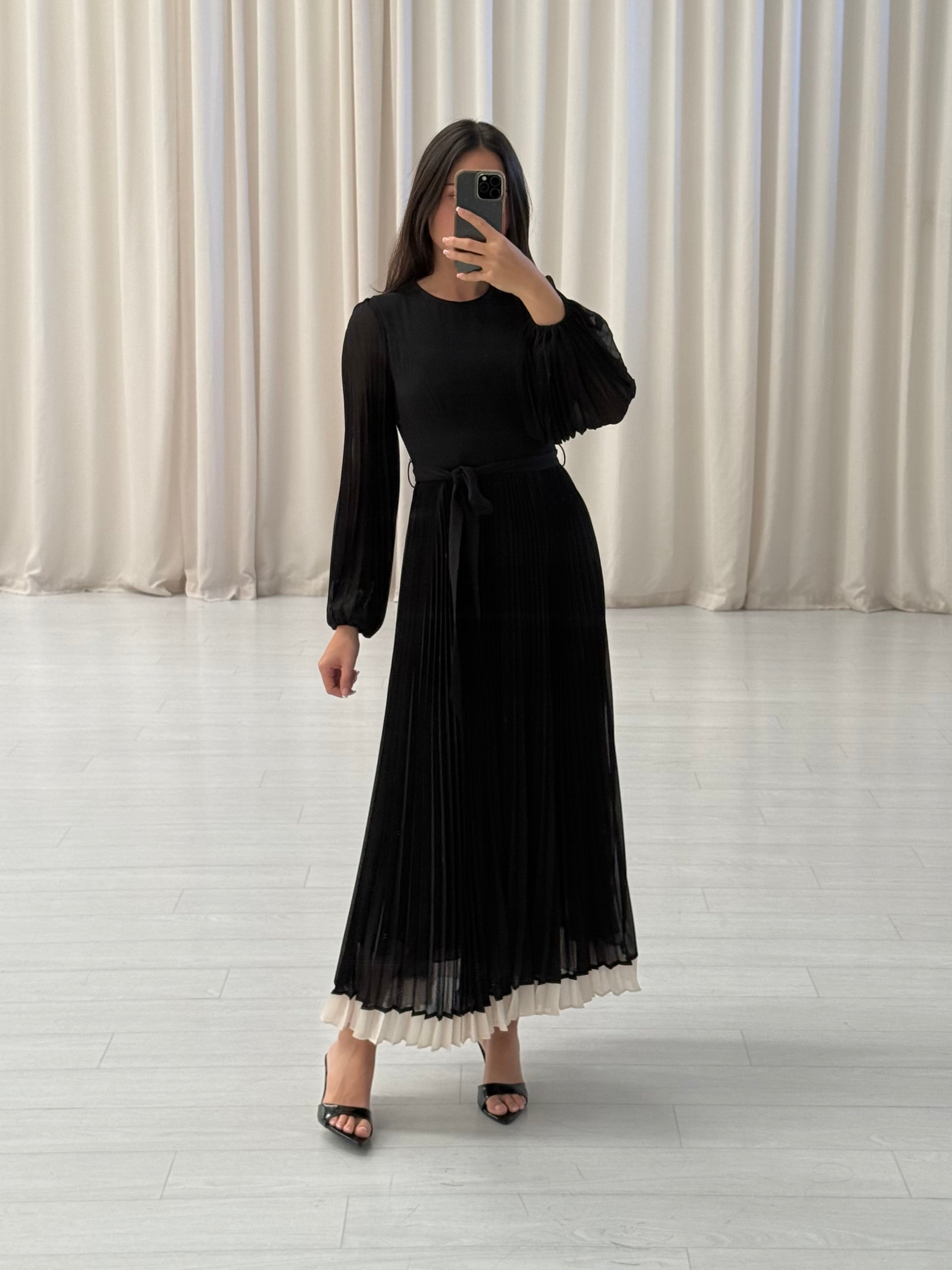 Crepe Pleated Maxi Dress