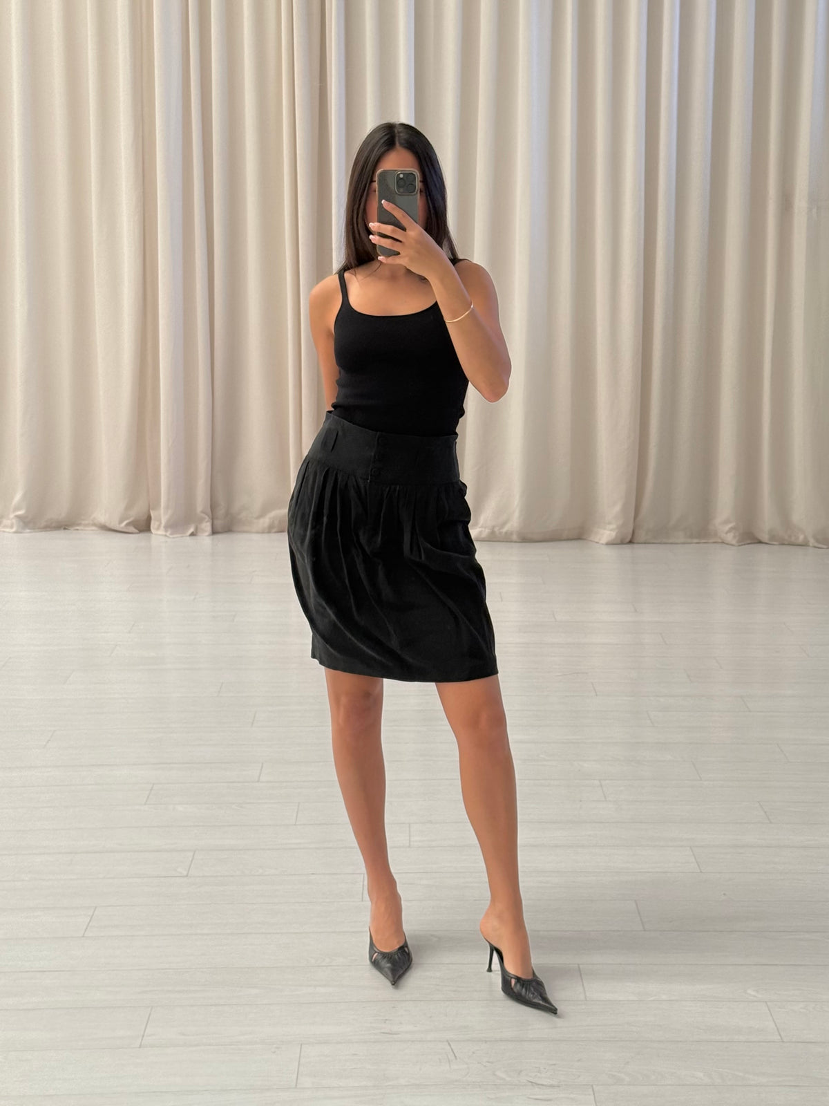Silk Button Skirt