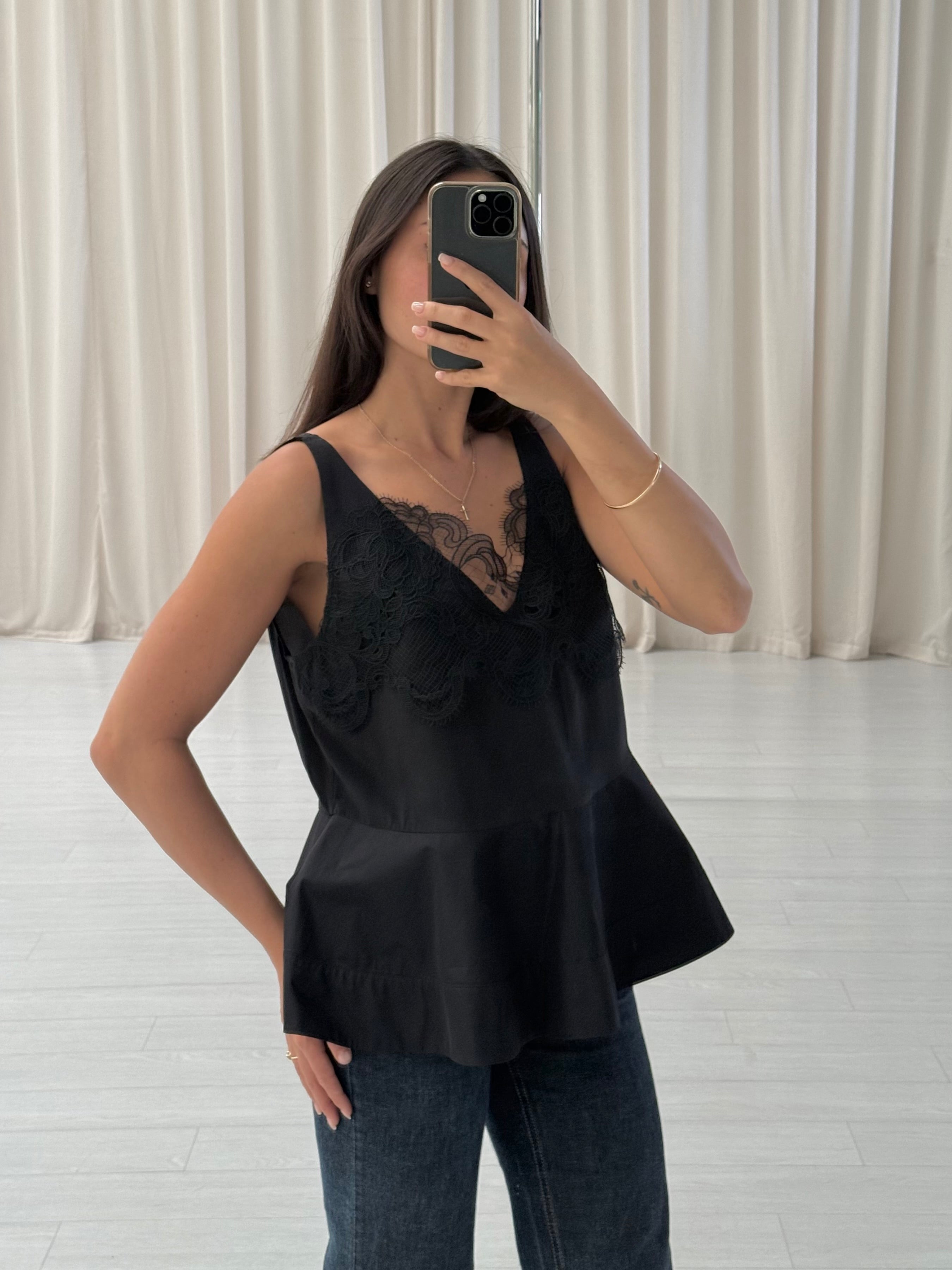 Chiffon Peplum Lace Tank
