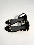Stuart Weitzman - Suede Pearl Studded Sandals