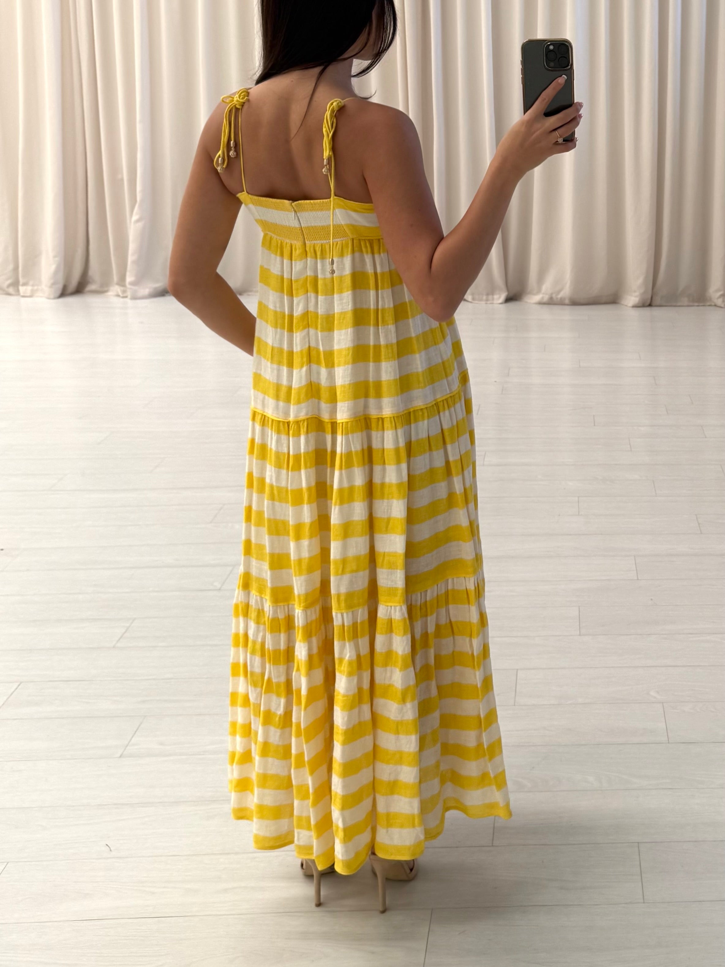 Striped Linen Midi Dress