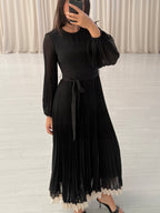 Crepe Pleated Maxi Dress