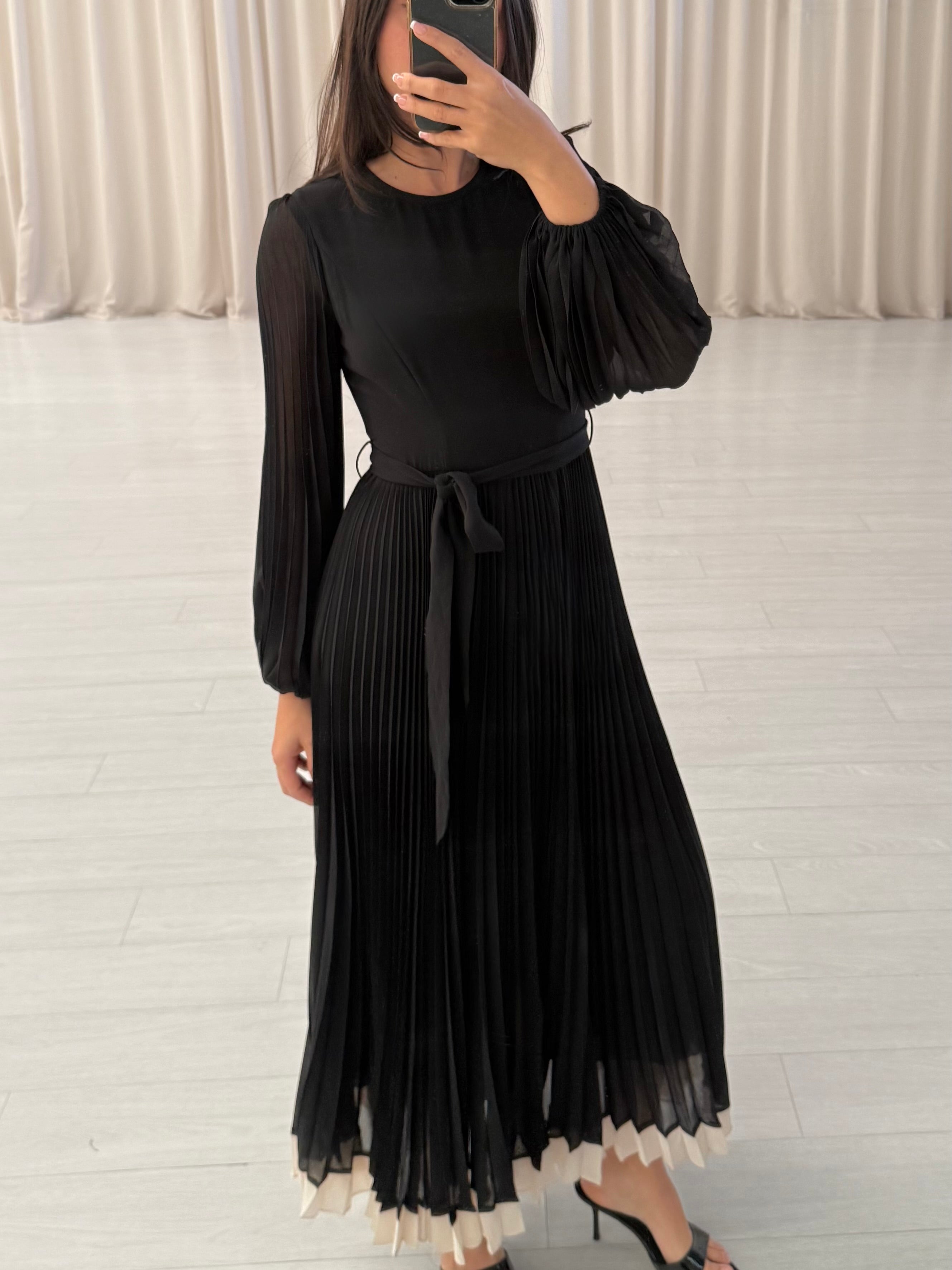 Crepe Pleated Maxi Dress