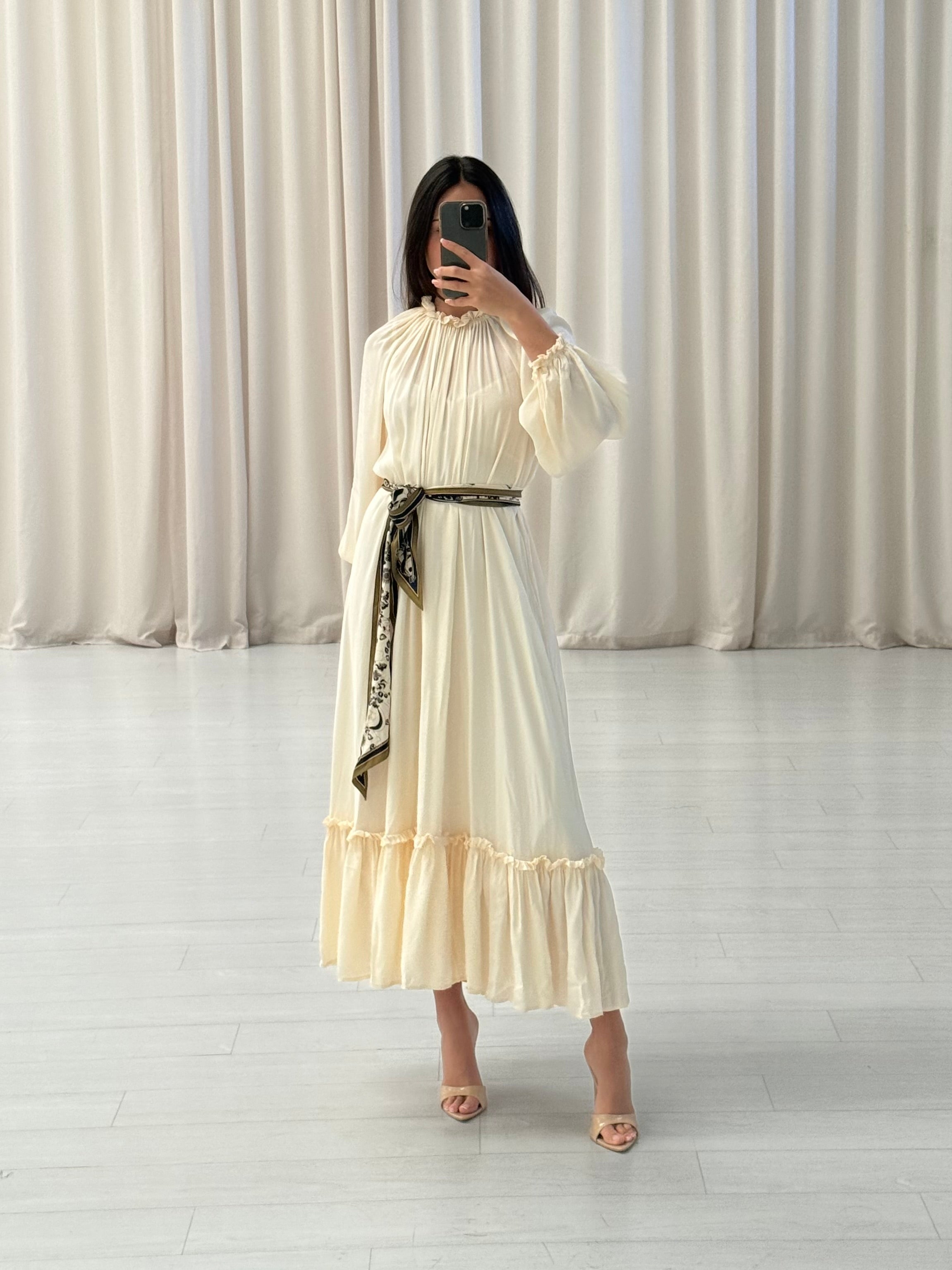 Mock Neck Tiered Maxi Dress
