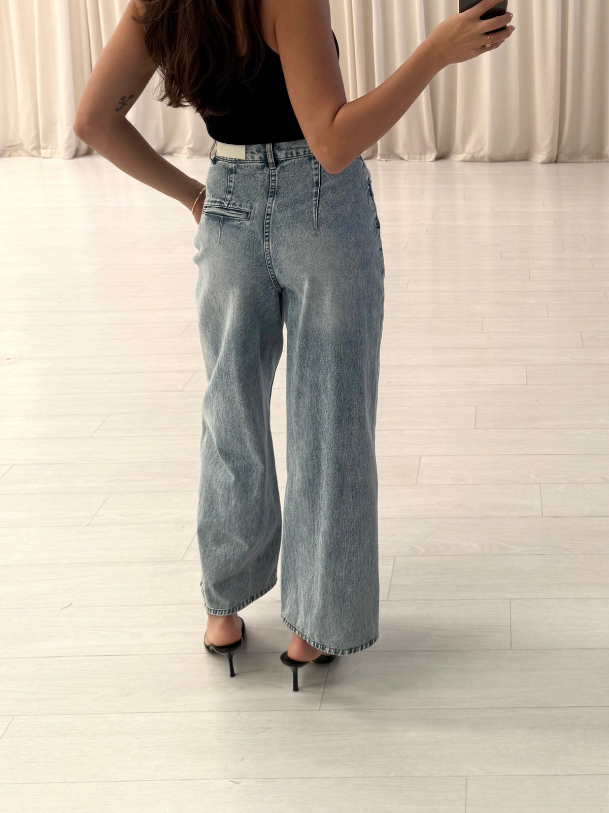 Denim Drape Leg Jean