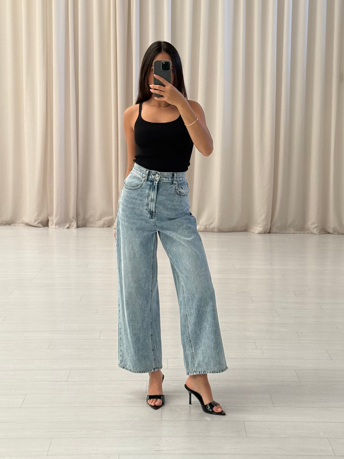 Denim Drape Leg Jean
