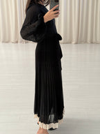 Crepe Pleated Maxi Dress