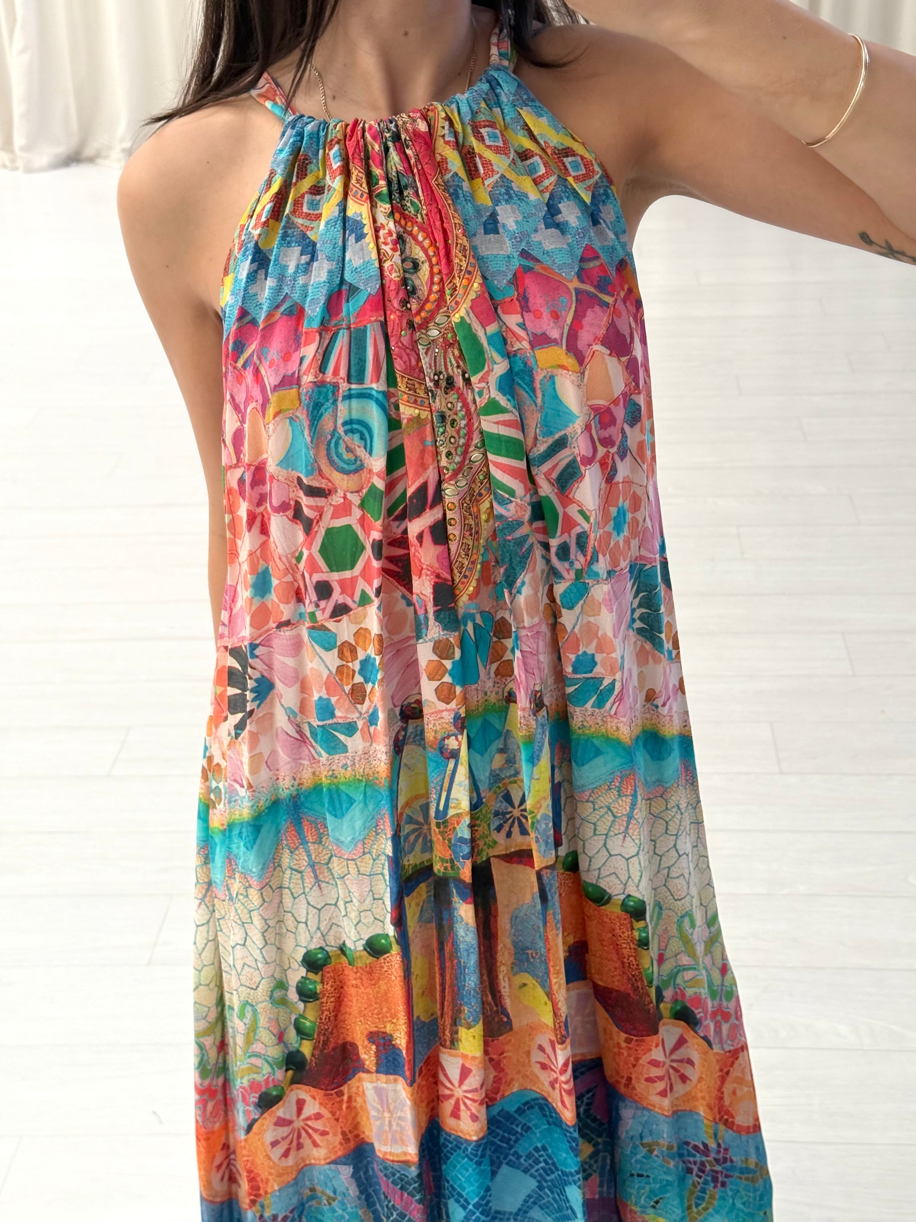 Gather Neck Maxi Dress ￼
