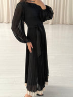 Crepe Pleated Maxi Dress