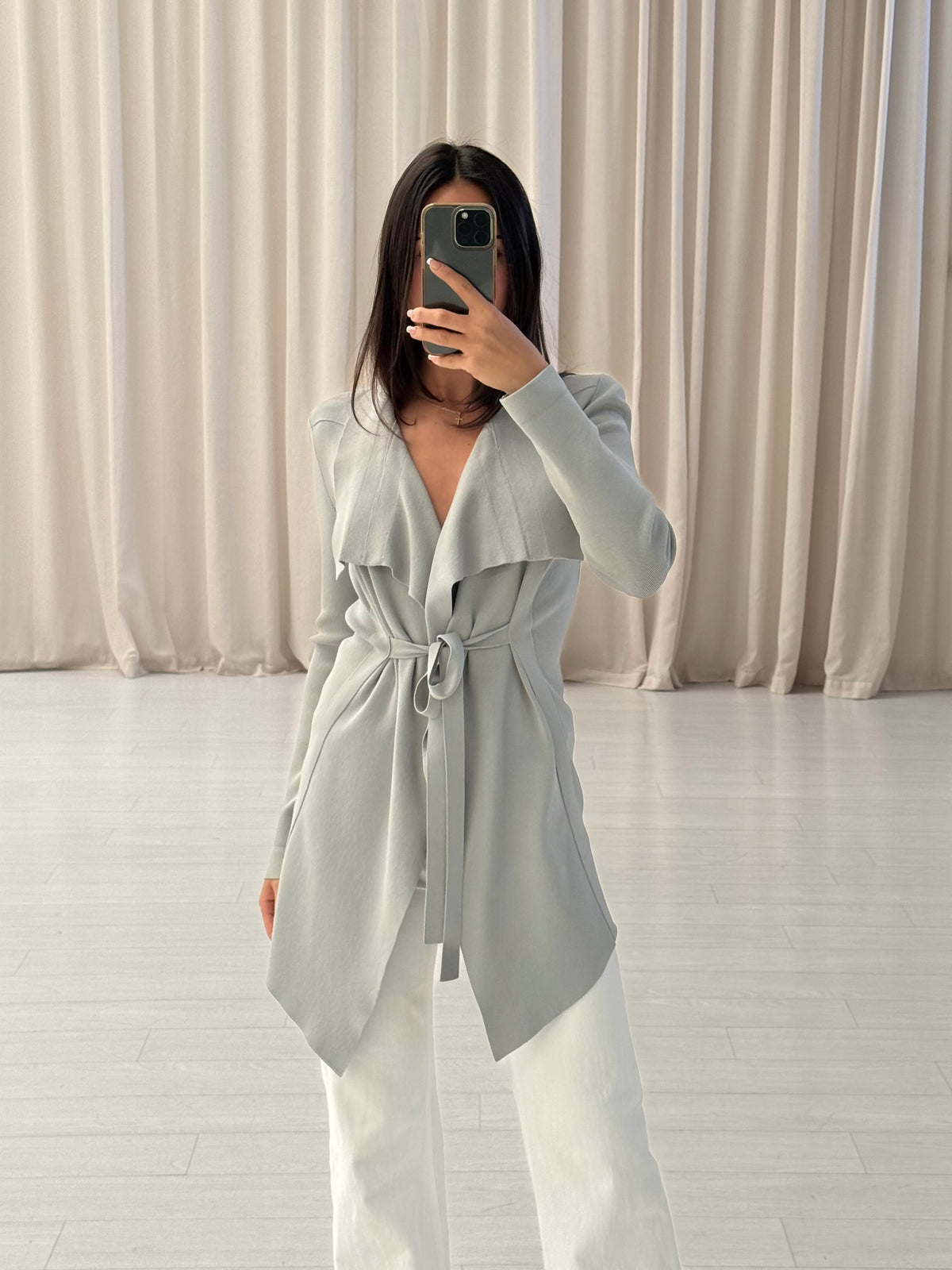 Scanlan Theodore - Crepe Knit Drape Front Jacket