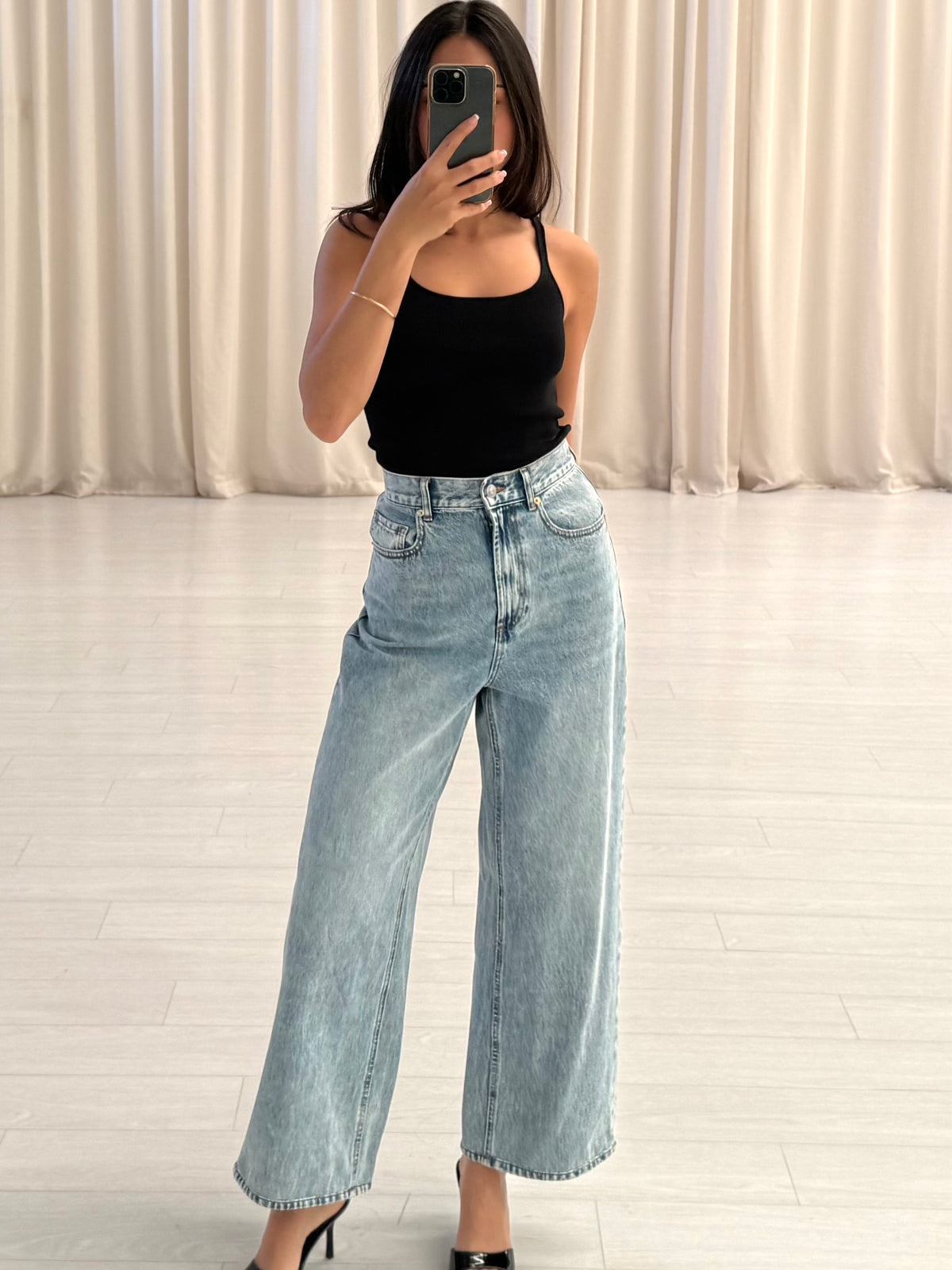 Denim Drape Leg Jean