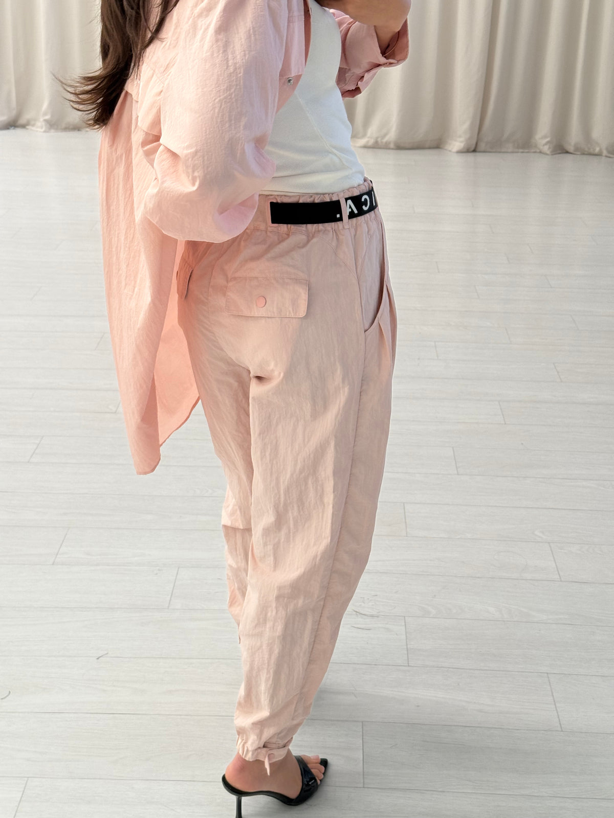 Belted Windbreaker Pants and Jacket Set