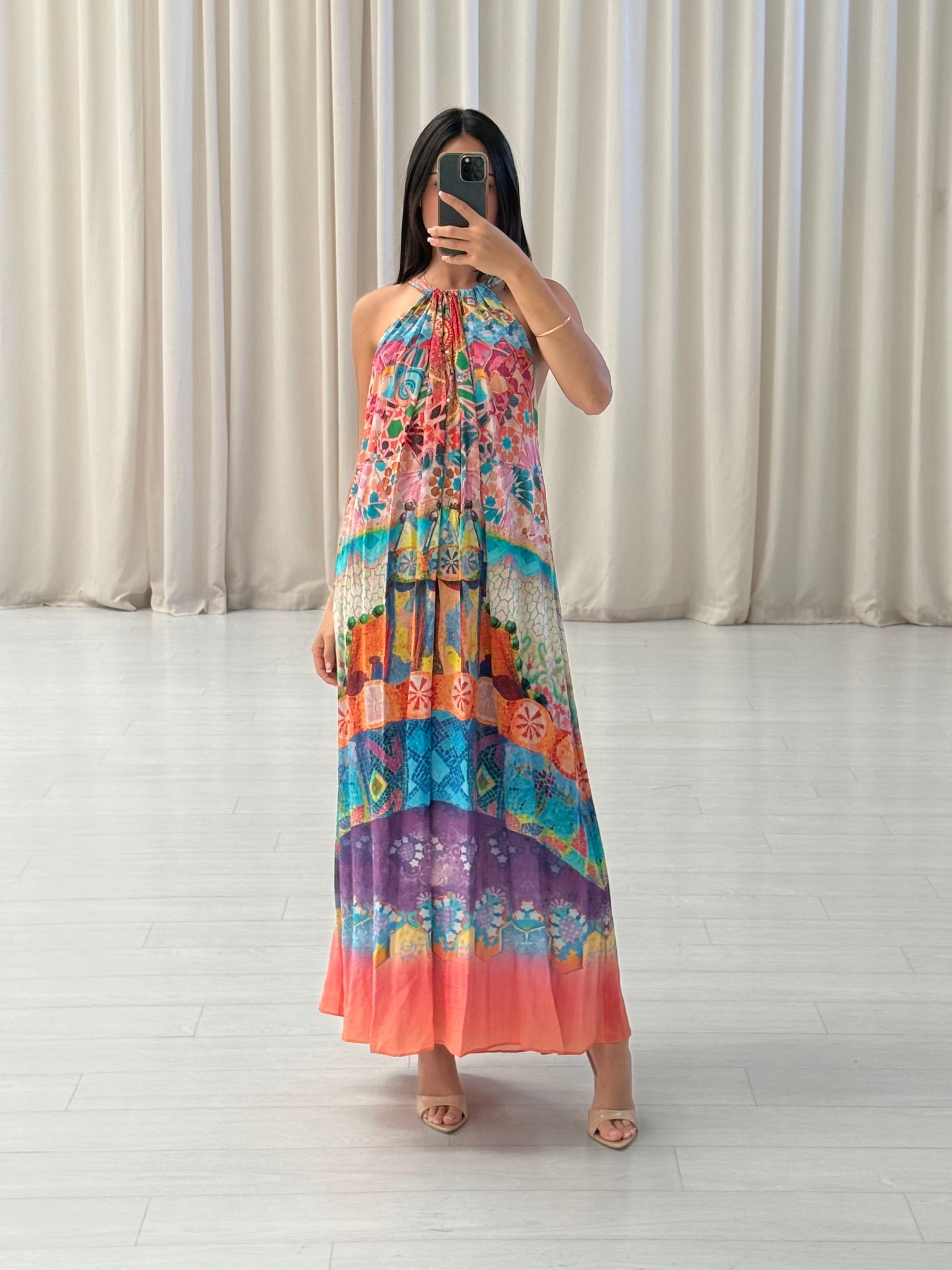 Gather Neck Maxi Dress ￼