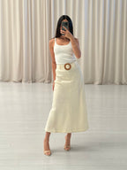 Linen Belted Maxi Skirt