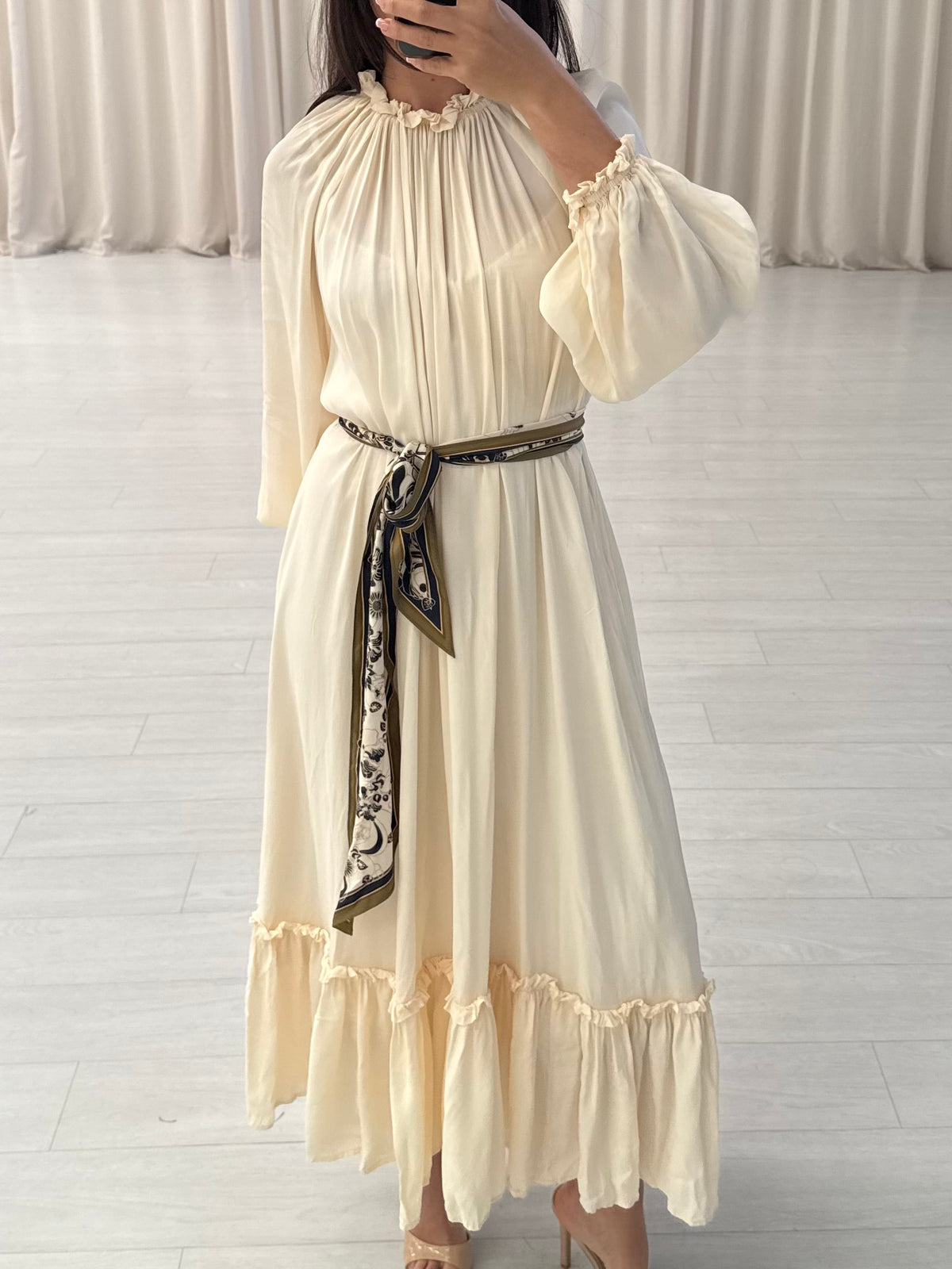 Mock Neck Tiered Maxi Dress