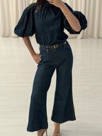 High Rise Belted Wide Leg Jean