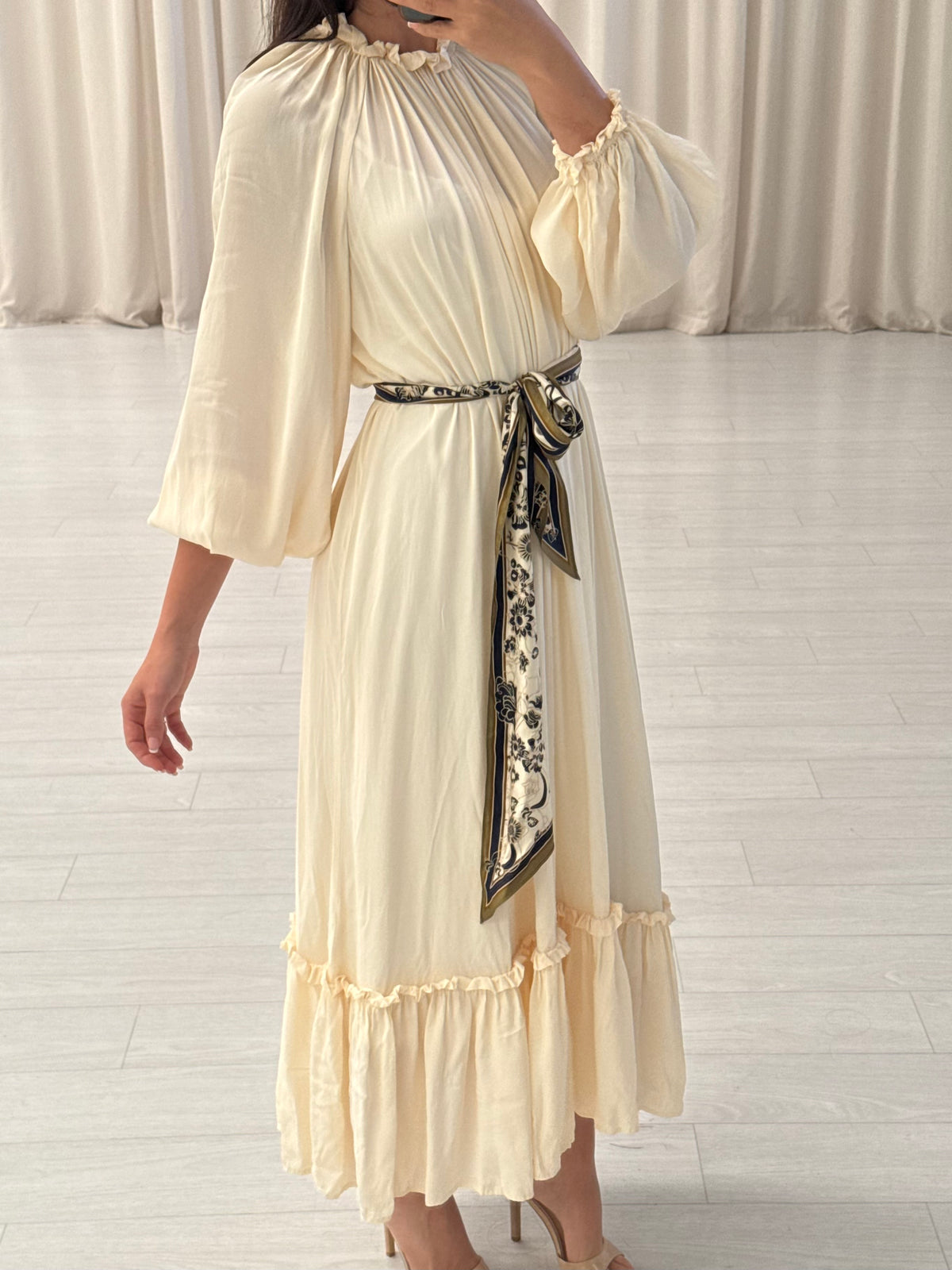 Mock Neck Tiered Maxi Dress