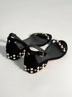 Stuart Weitzman - Suede Pearl Studded Sandals