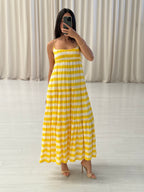 Striped Linen Midi Dress