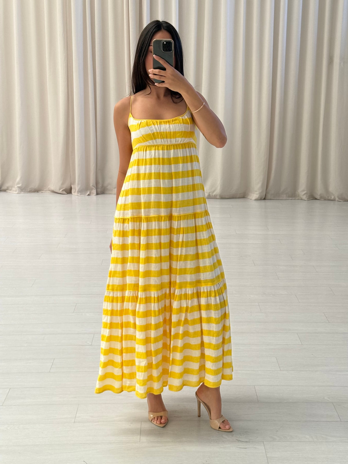 Striped Linen Midi Dress