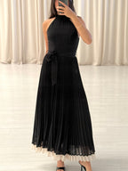 Sunray Belted Pleated Midi