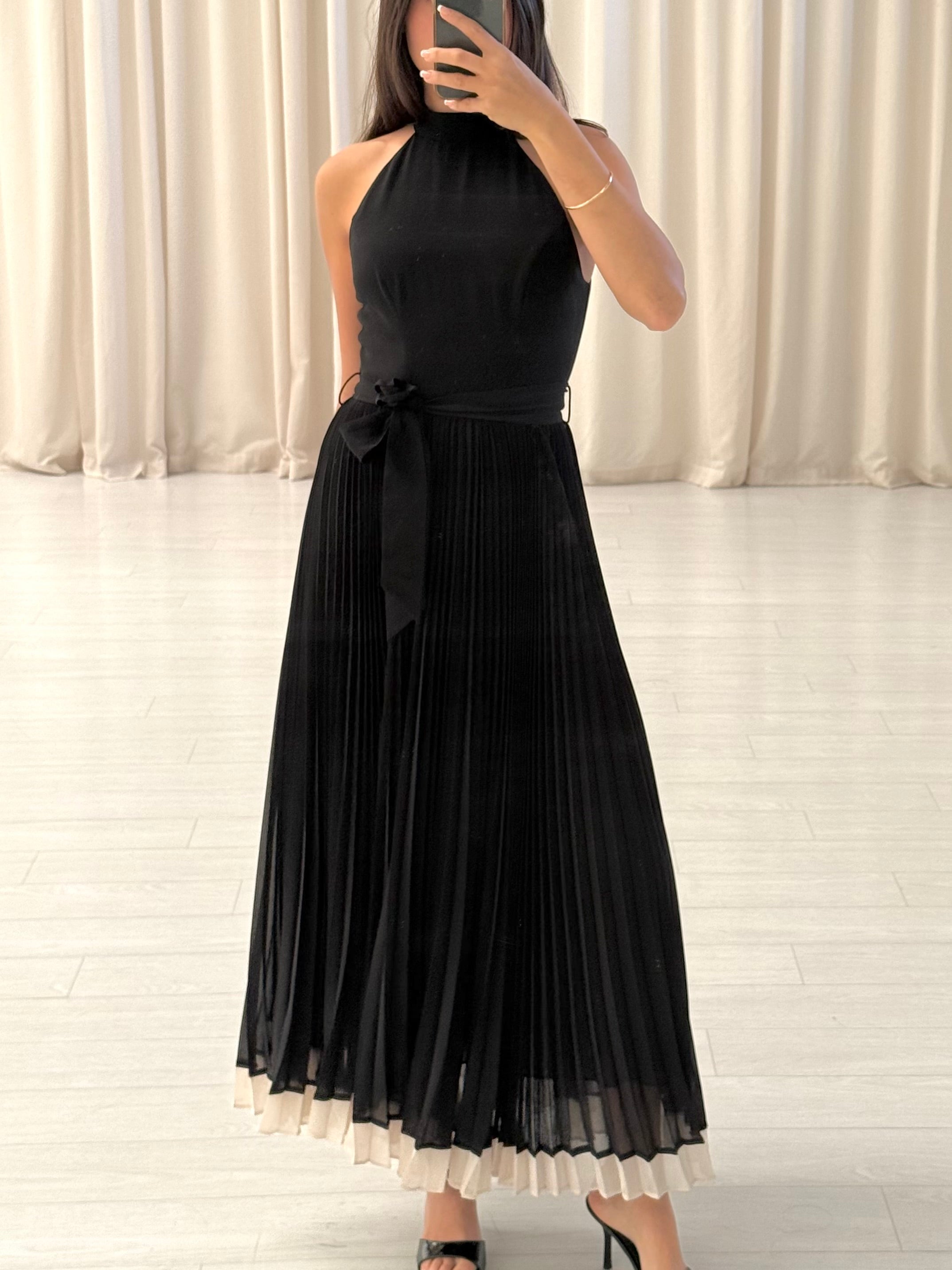 Sunray Belted Pleated Midi