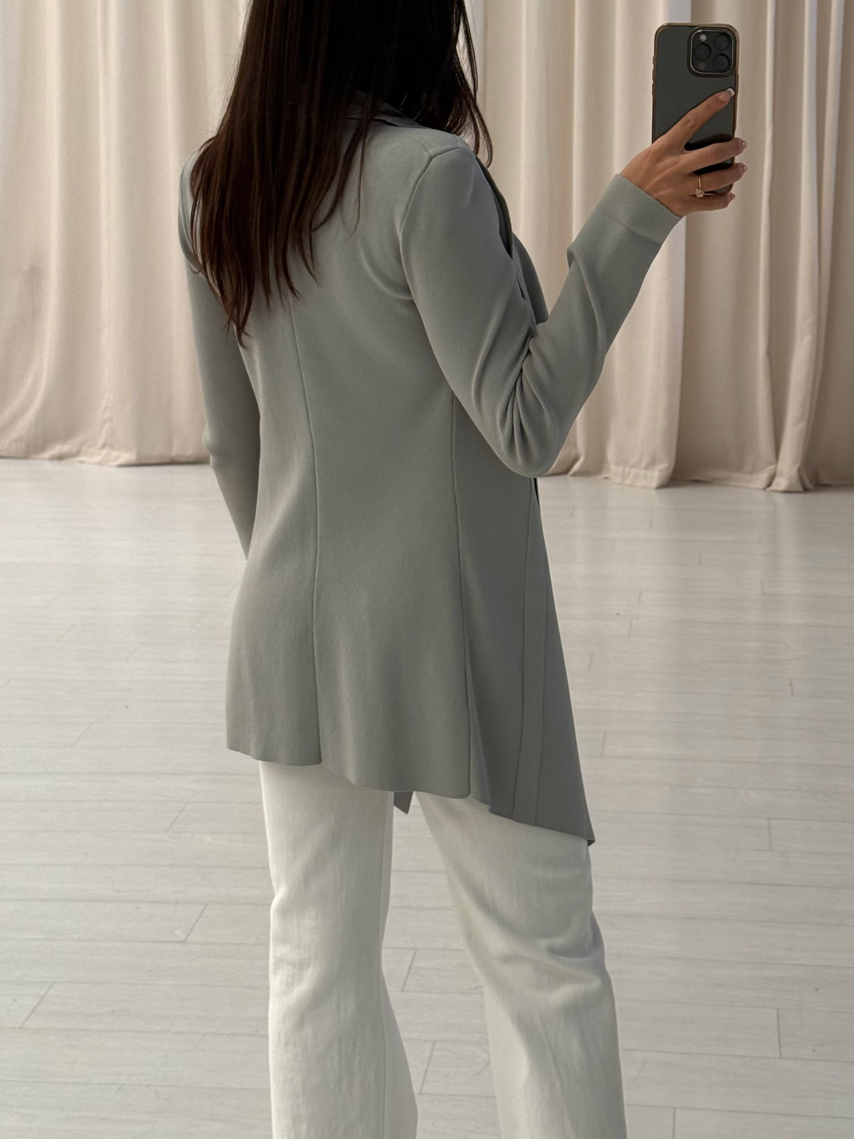 Scanlan Theodore - Crepe Knit Drape Front Jacket