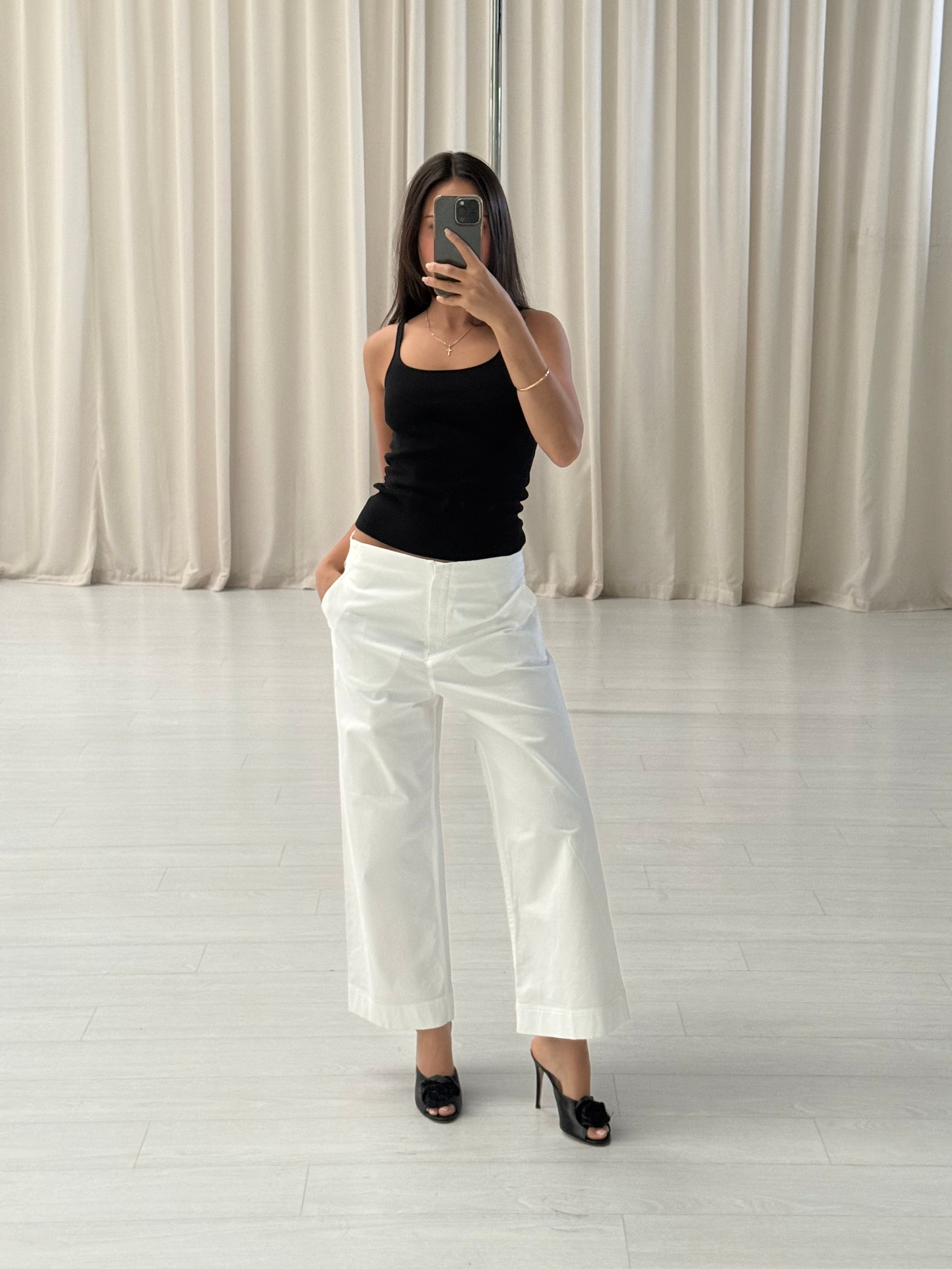 Sateen Cropped Wide Leg Trouser