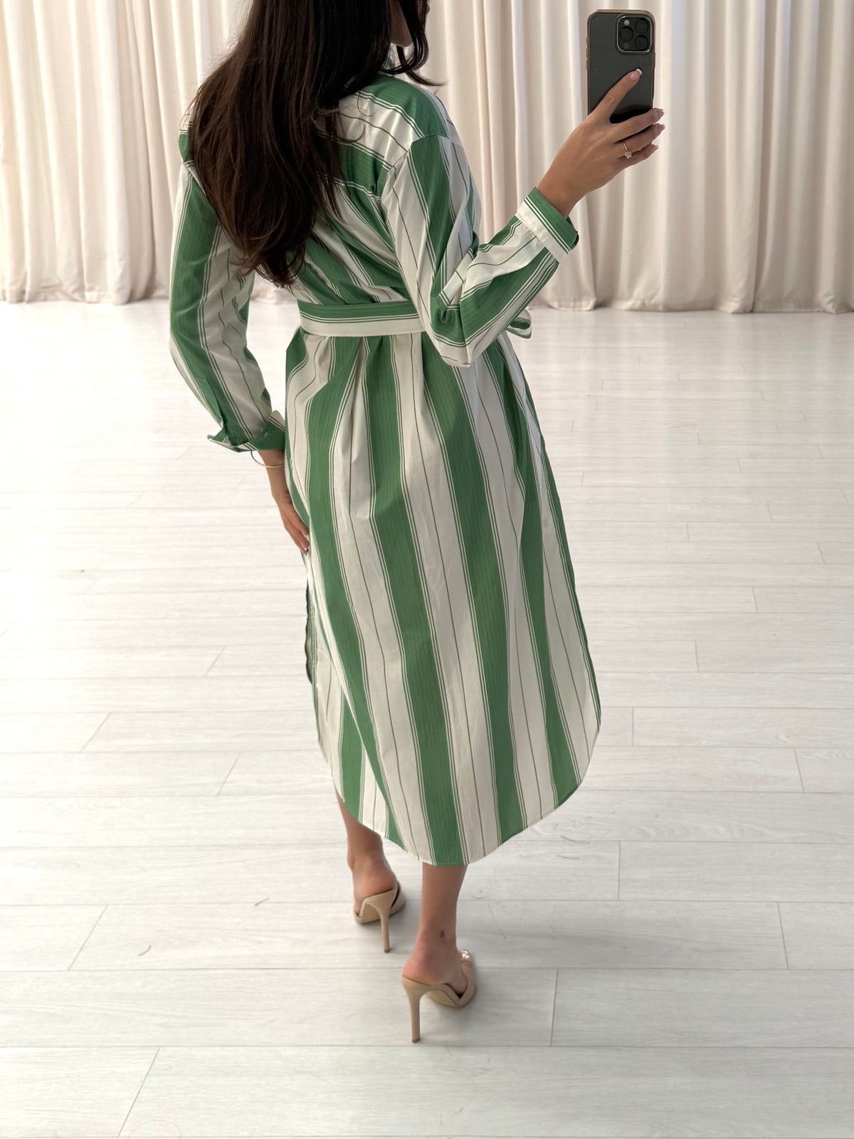 Oroton - Stripped Cotton Midi Shirt Dress