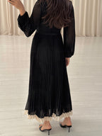 Crepe Pleated Maxi Dress