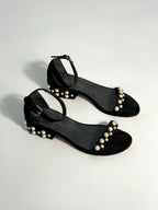 Stuart Weitzman - Suede Pearl Studded Sandals