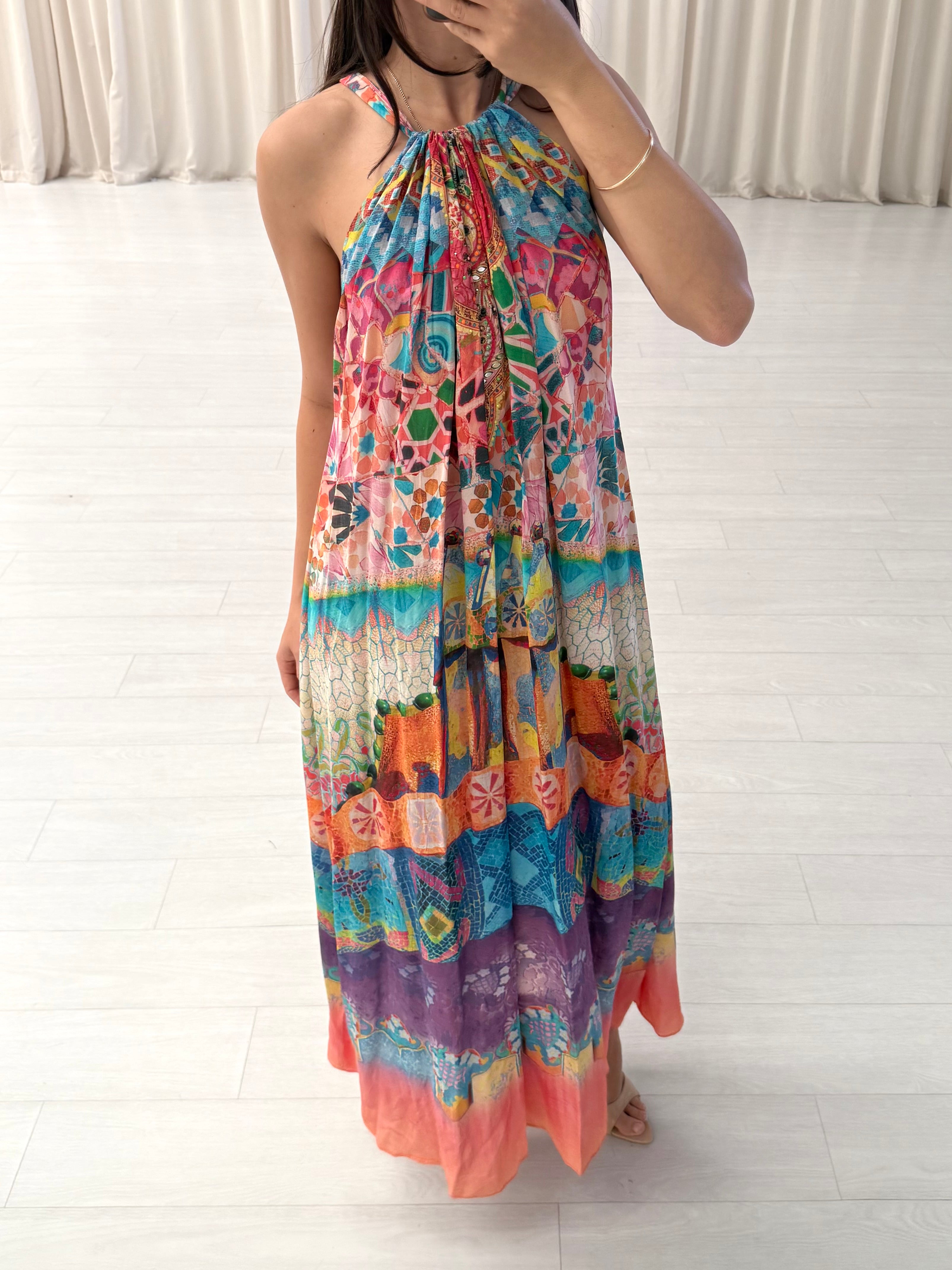 Gather Neck Maxi Dress ￼