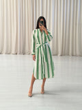 Oroton - Stripped Cotton Midi Shirt Dress