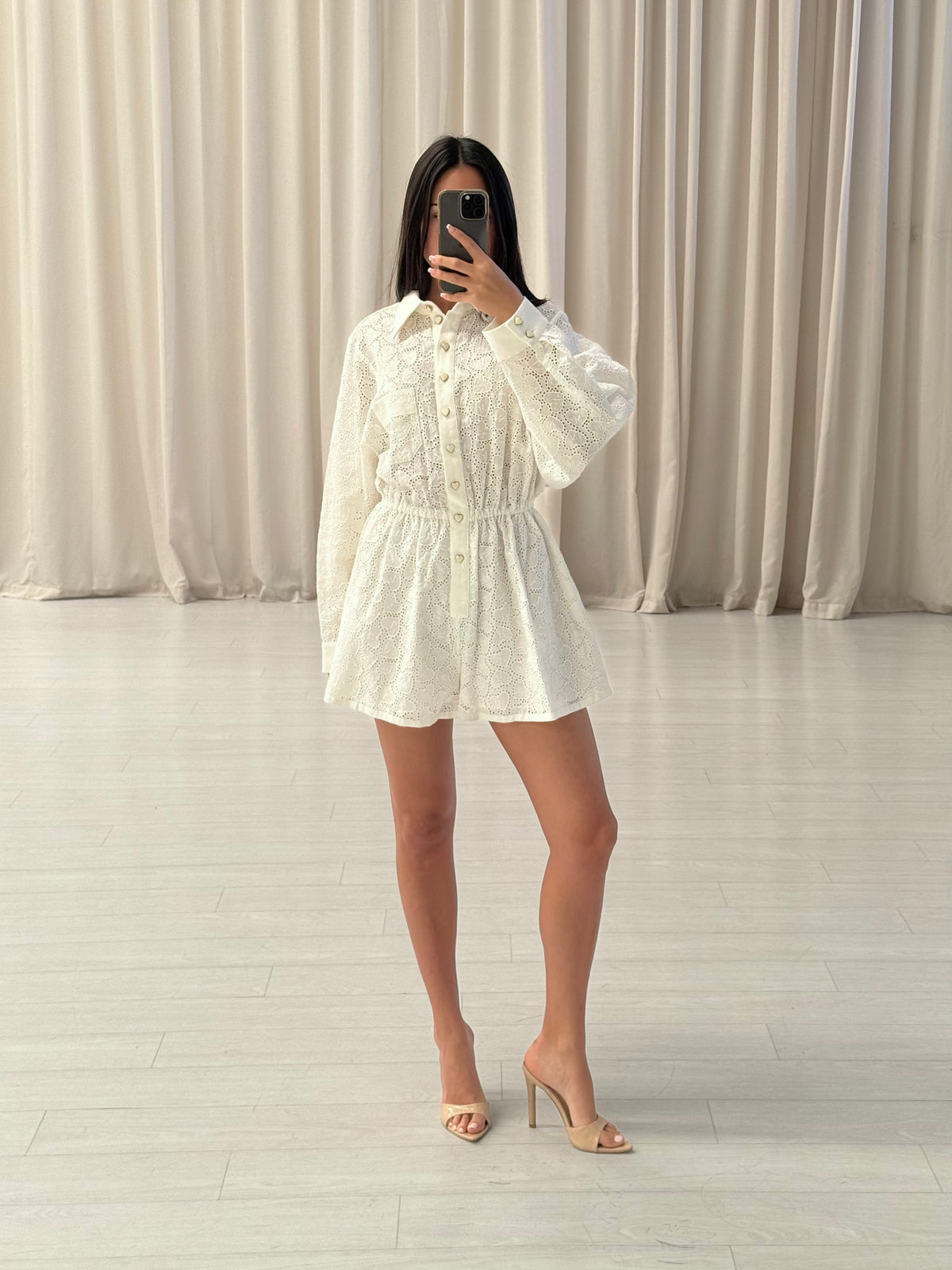 Zimmermann - Crush Lace Linen Playsuit
