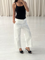 Sateen Cropped Wide Leg Trouser