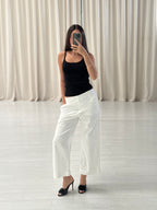 Sateen Cropped Wide Leg Trouser