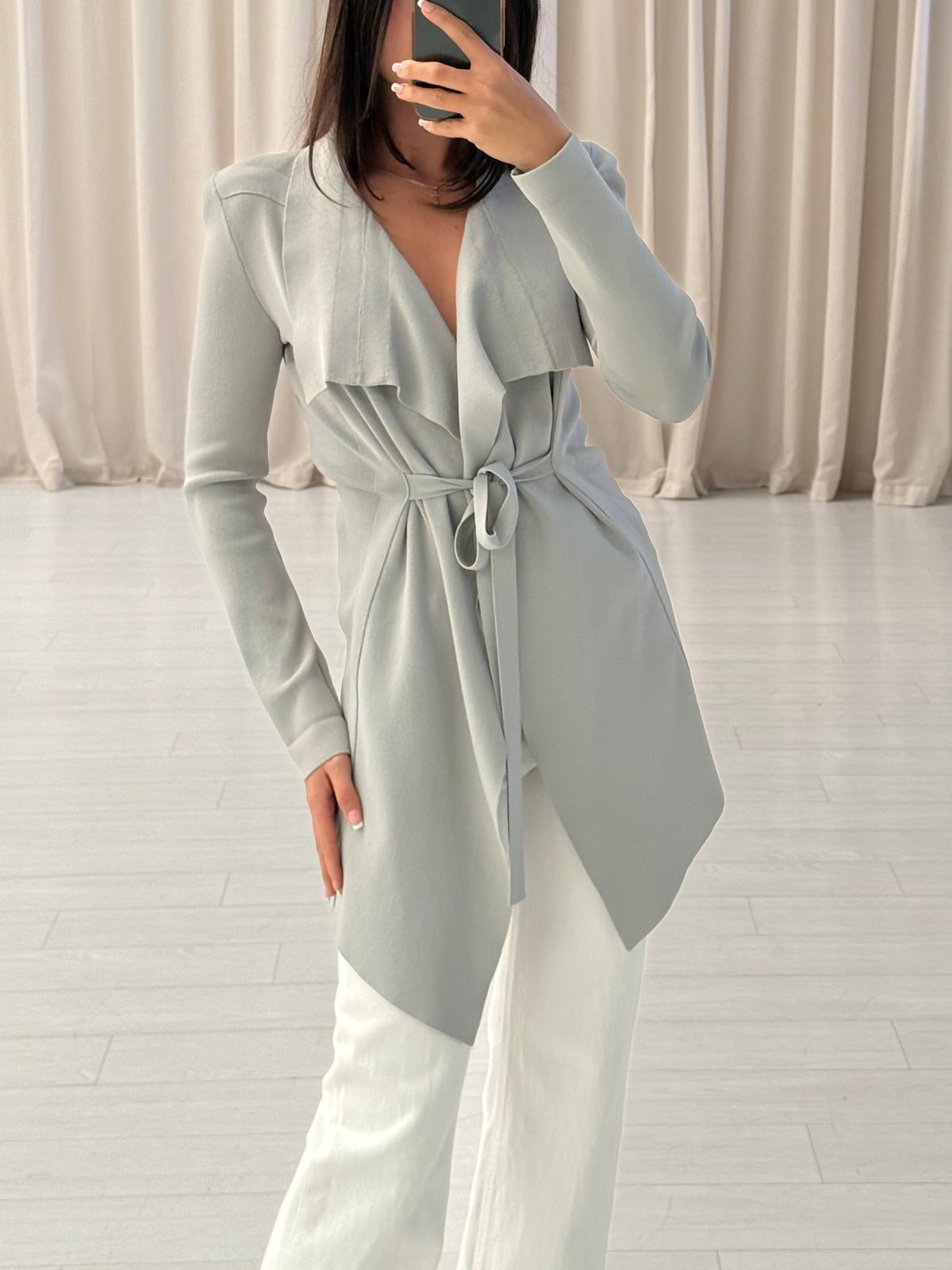 Scanlan Theodore - Crepe Knit Drape Front Jacket