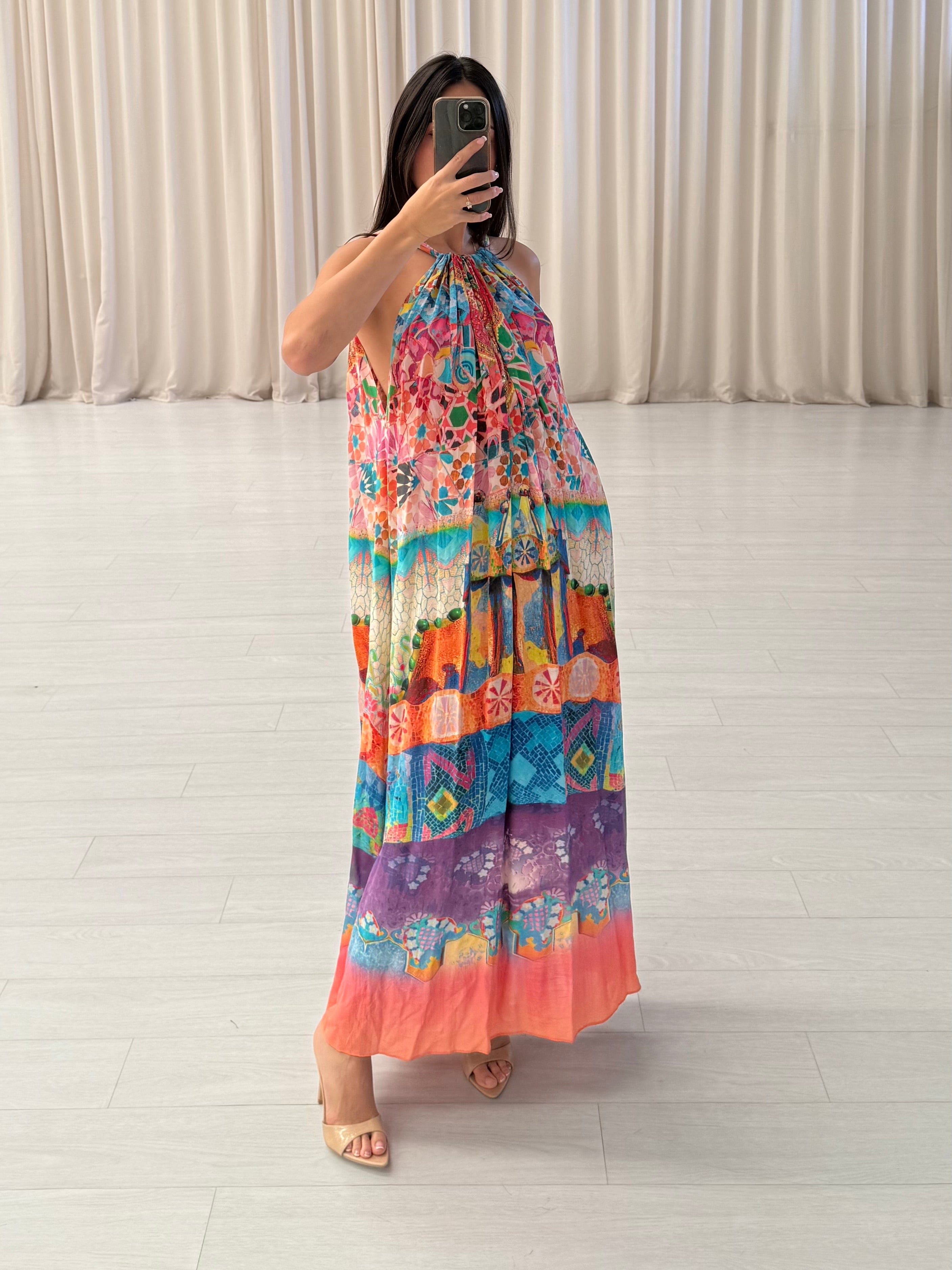 Gather Neck Maxi Dress ￼