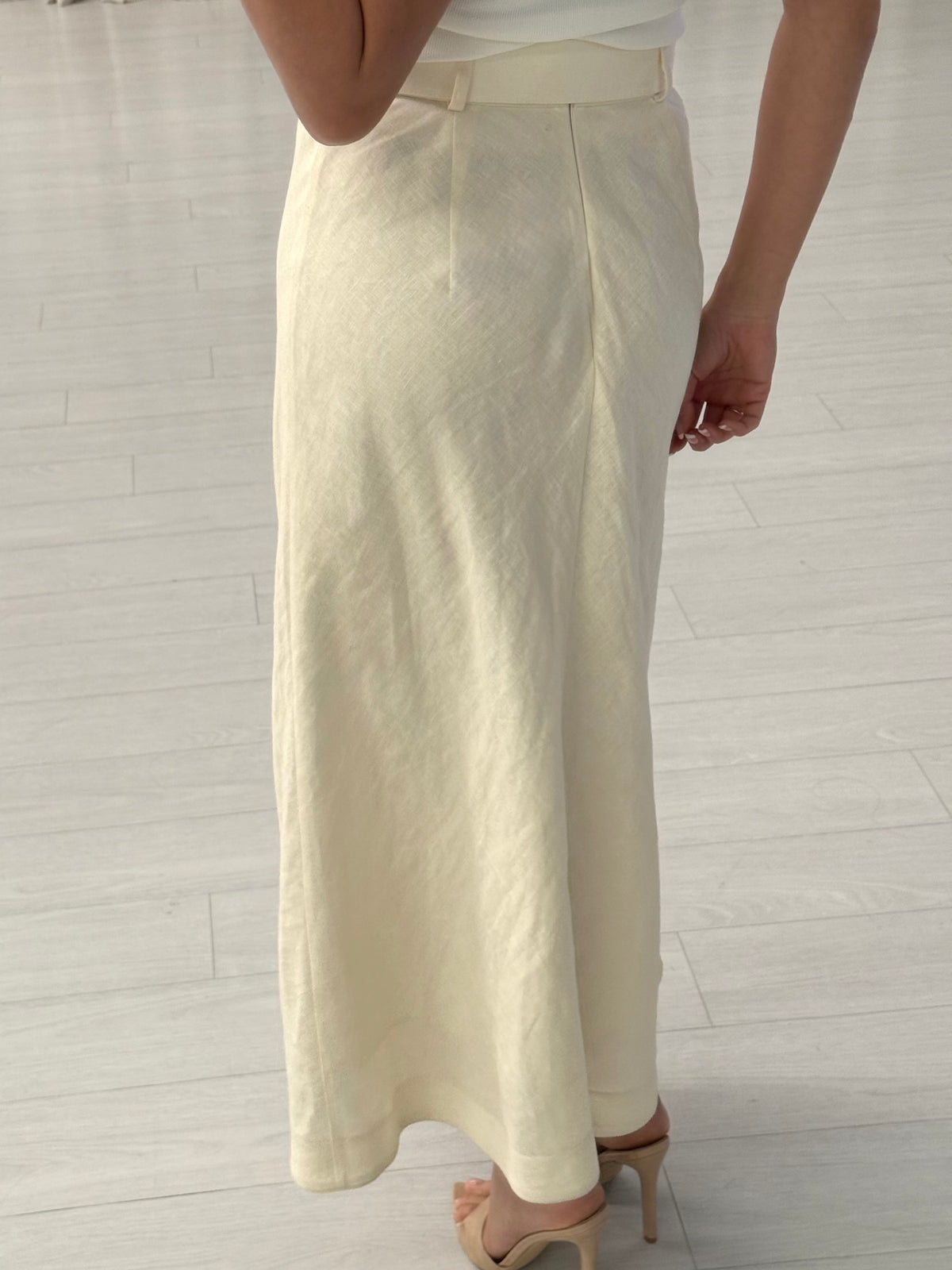 Linen Belted Maxi Skirt