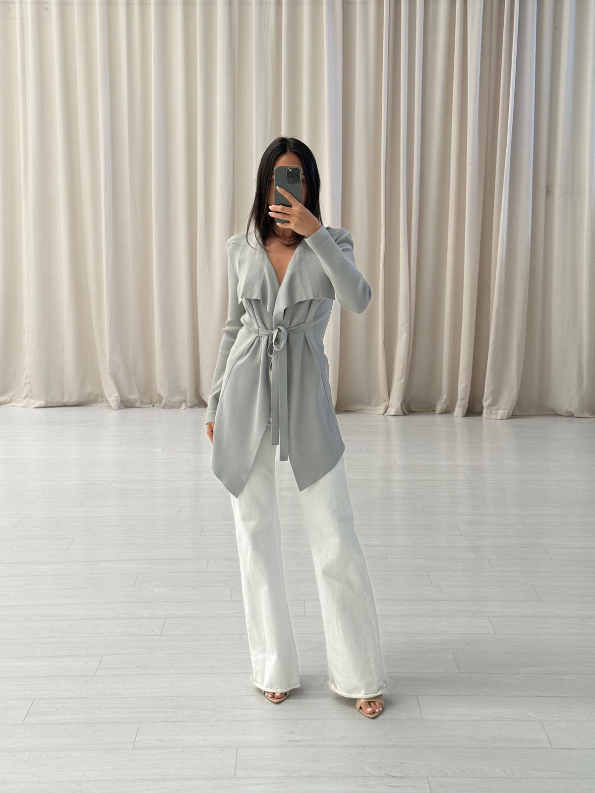 Scanlan Theodore - Crepe Knit Drape Front Jacket