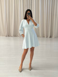 Tinted Blue Tailored Cocoon Sleeve Dress